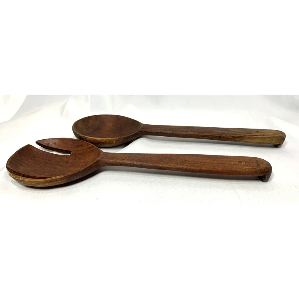 Wood Utensils Kitchen Wall Decor Salad Set Fork Spoon Vintage Country Rustic 12